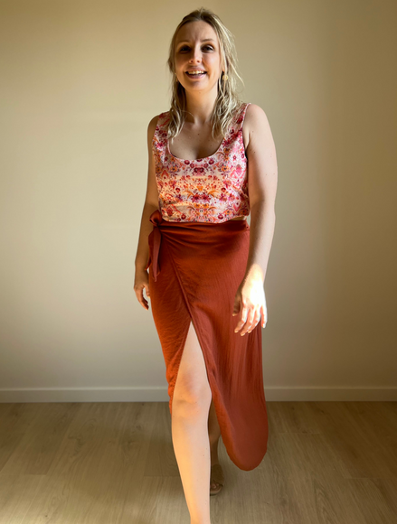 Wrap skirt - terracotta