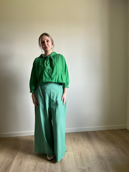 Vichy wide pants green