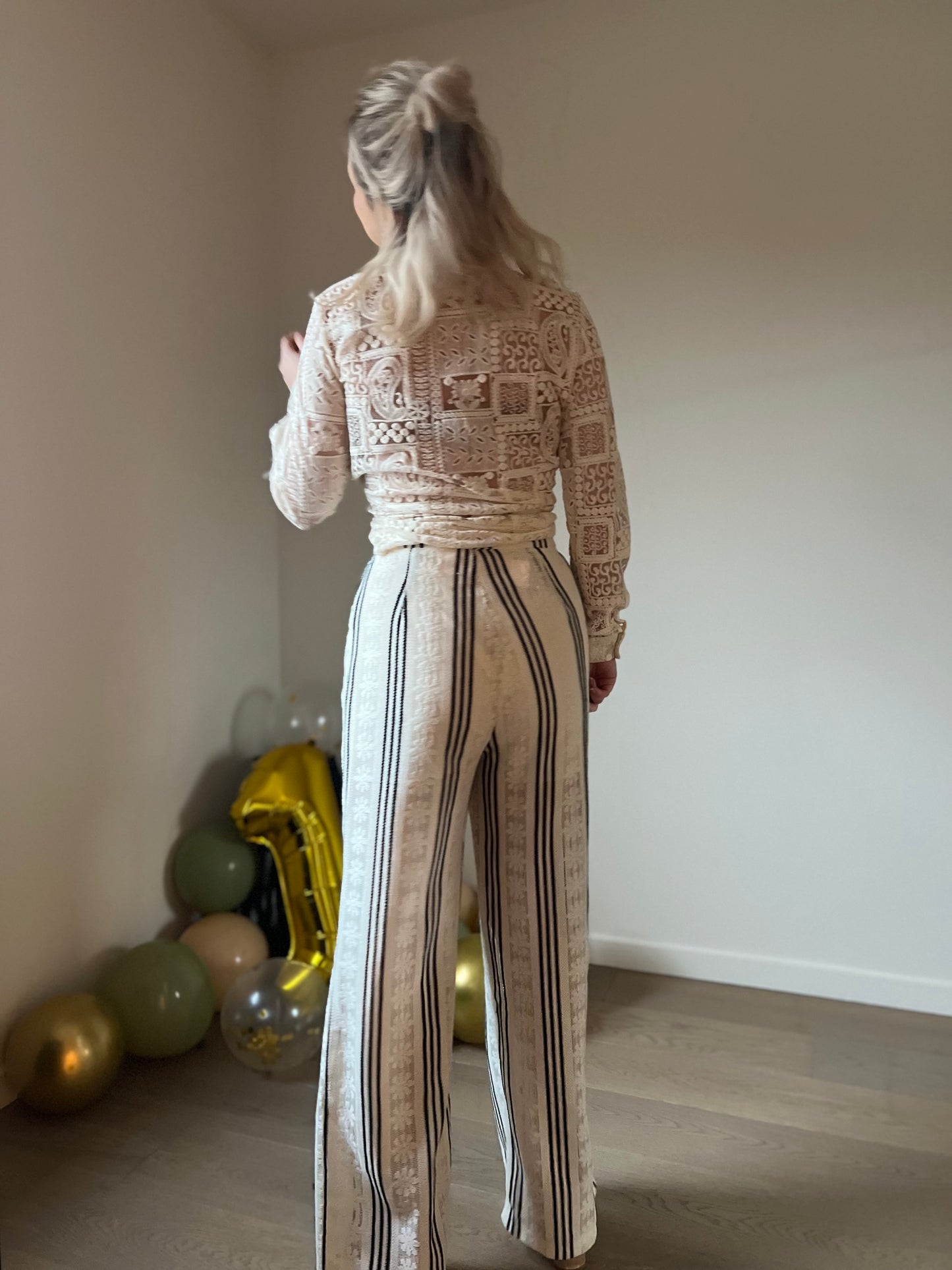 Striped lace pants