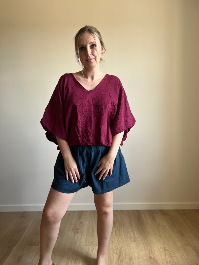 Batwing Blouse – Burgundy
