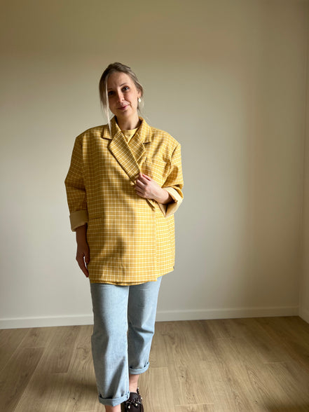 Oversized Checked Blazer yellow
