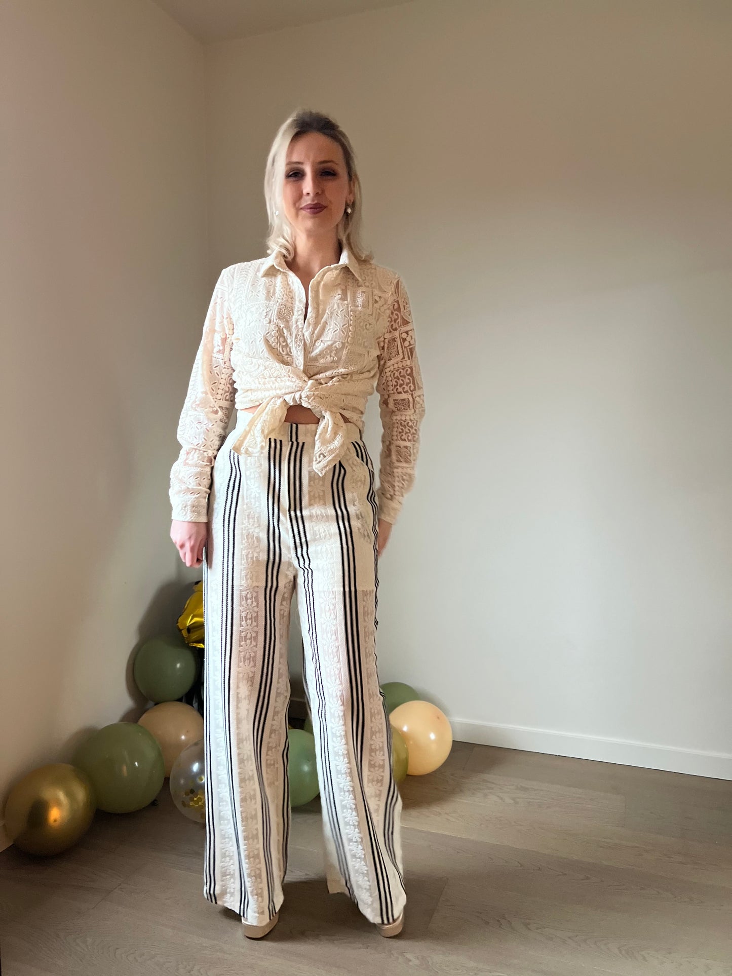 Striped lace pants