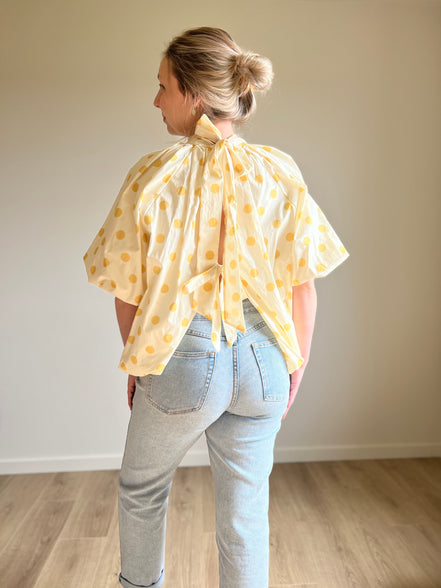 Polka Dot Blouse yellow / beige