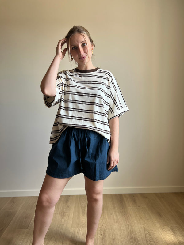 Striped Tee – Brown