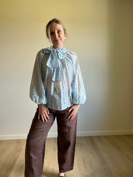 Polka dot blouse sky