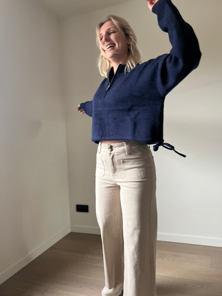 Cropped wijde broek beige