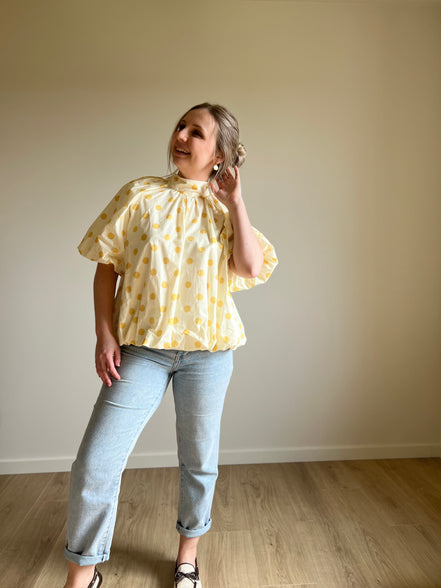 Polka Dot Blouse yellow / beige