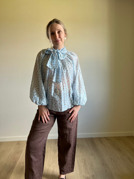 Barrel linen pants moka