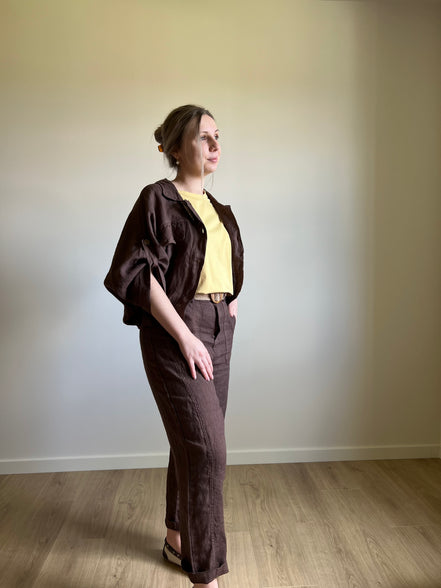Linen jacket moka