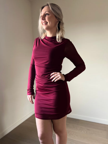 Burgundy mesh dress