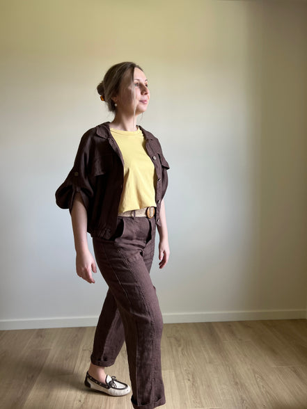 Linen jacket moka
