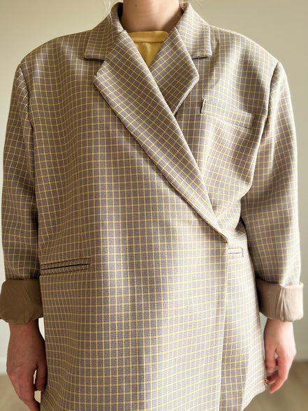 Oversized Checked Blazer taupe / yellow