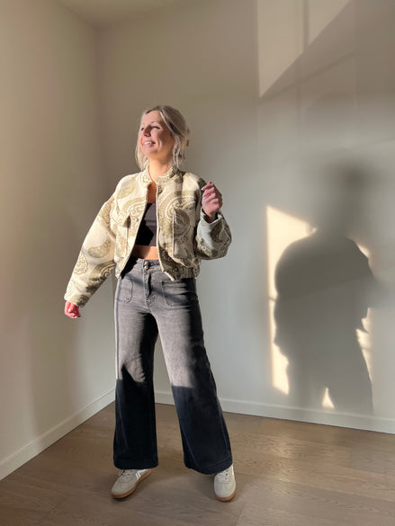 Grijze enkelbrede jeans