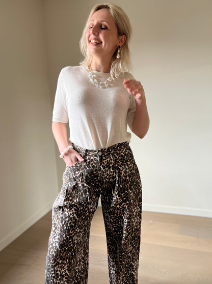 Leopard wide pants