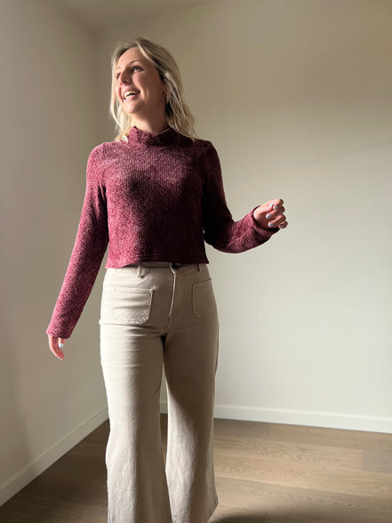 Cropped wijde broek beige