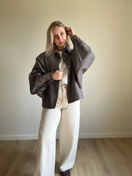 Checked jacket blue / beige