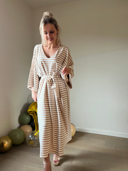 Striped dress beige