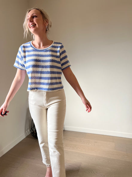 Blue cable t-shirt