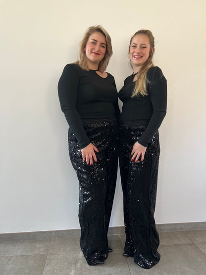 Sequin pants black