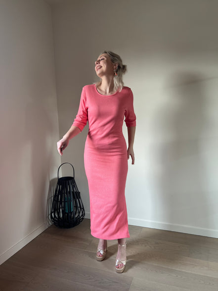 Coral ribbed dress