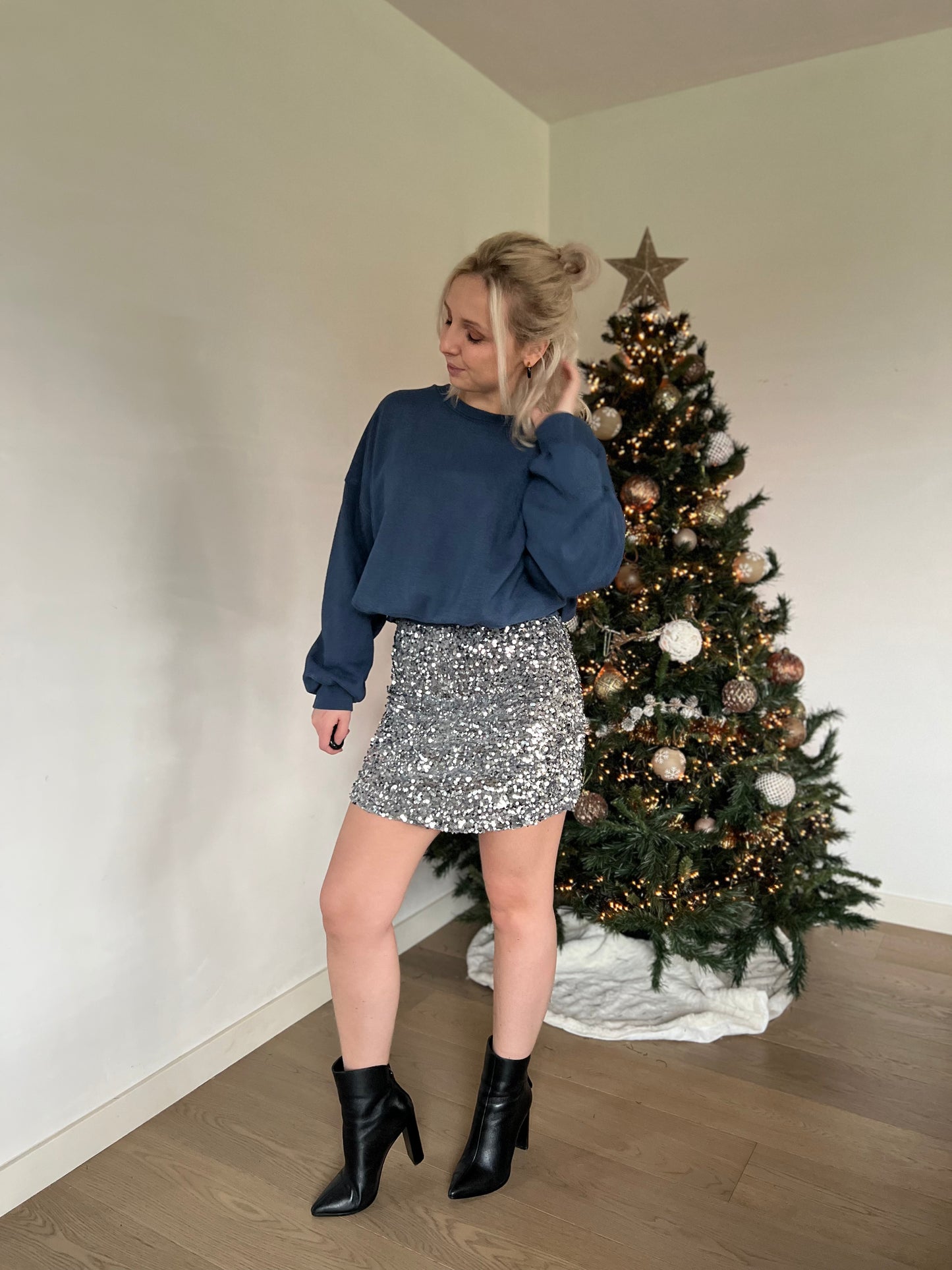 Sequin skirt grey