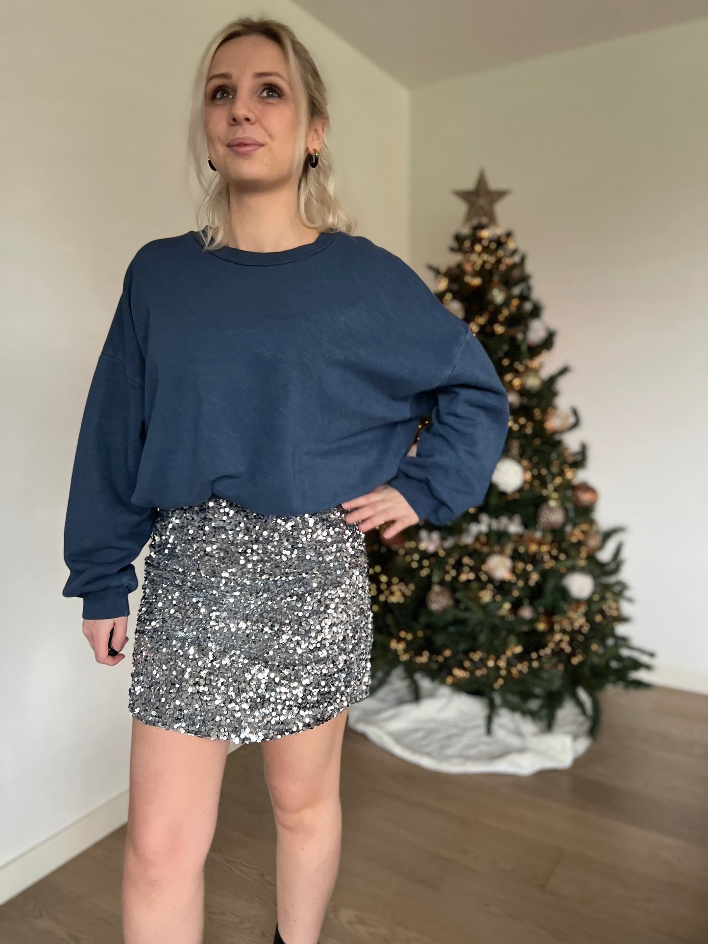 Sequin skirt grey