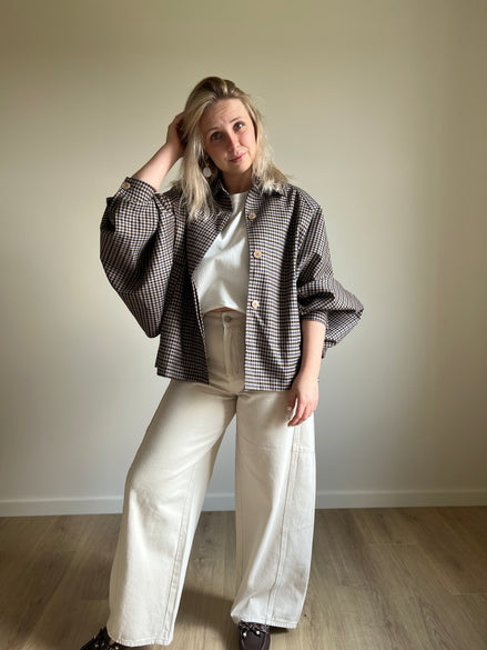 Checked jacket blue / beige