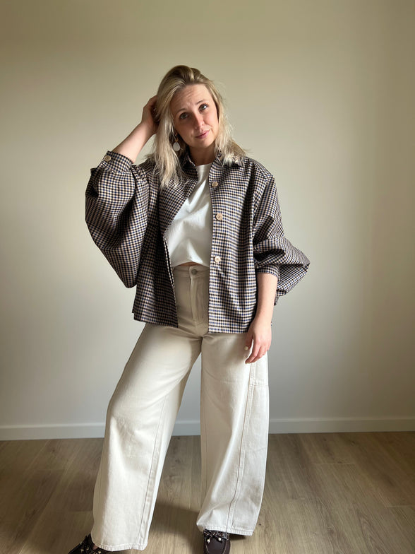 Checked jacket blue / beige