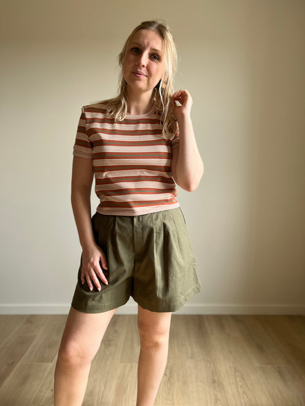 Striped rib tee - rust