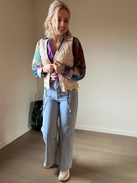 Crochet gilet beige