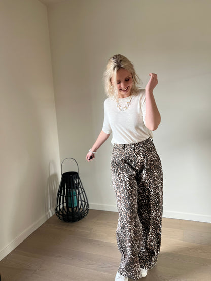 Leopard wide pants