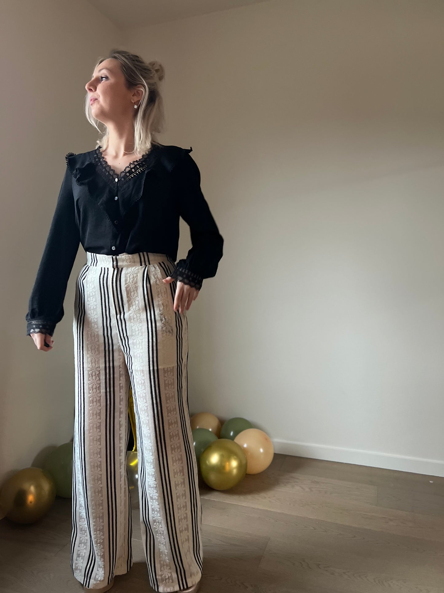 Striped lace pants