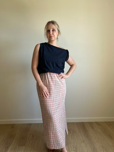 Muse twisted shoulder top marine