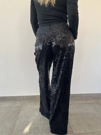 Sequin pants black