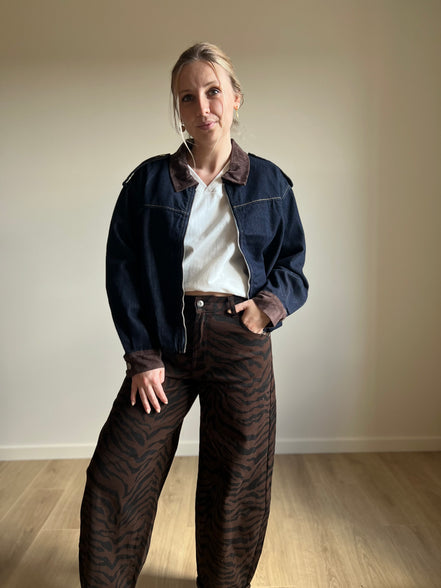 Zebra Barrel Jeans - brown