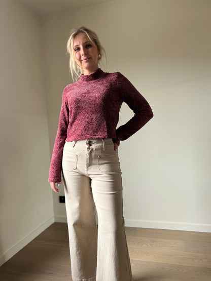 Cropped wide pants beige