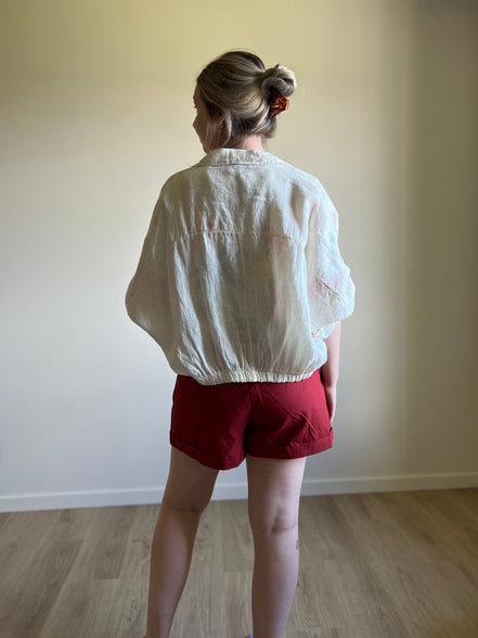 Red tailored shorts
