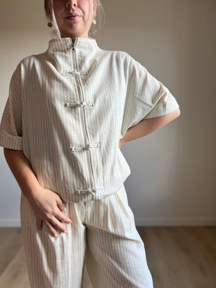 Kyoto Pinstripe Set – Cream