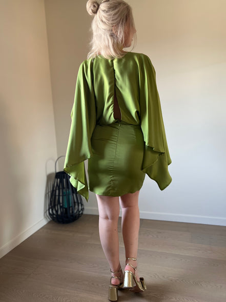 Satin dress green