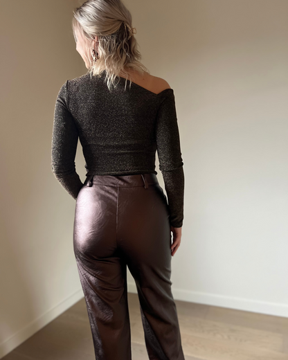 Brown PU pants