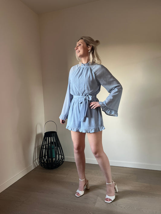 Rhinestone playsuit blue