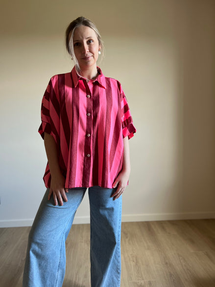 Big striped blouse pink / red