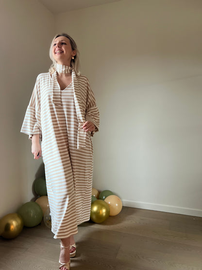 Striped dress beige