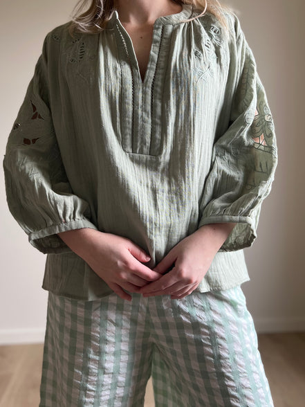 Embroidered cotton blouse