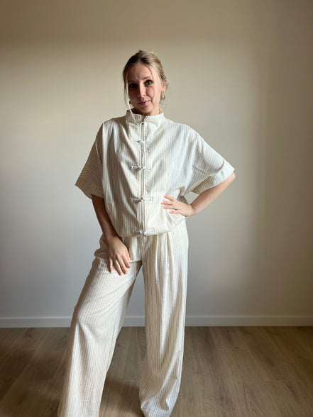 Kyoto Pinstripe Set – Cream