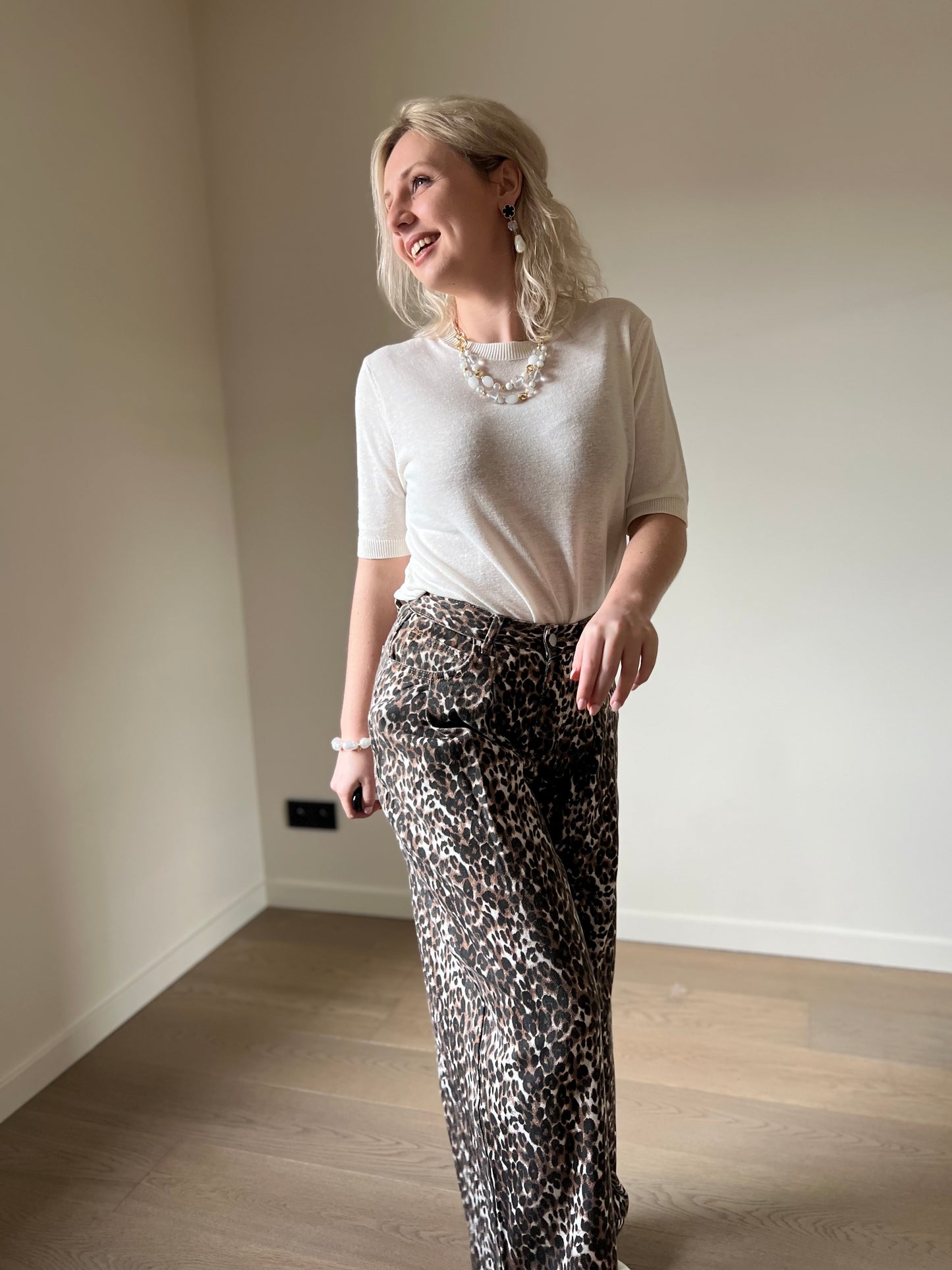 Leopard wide pants