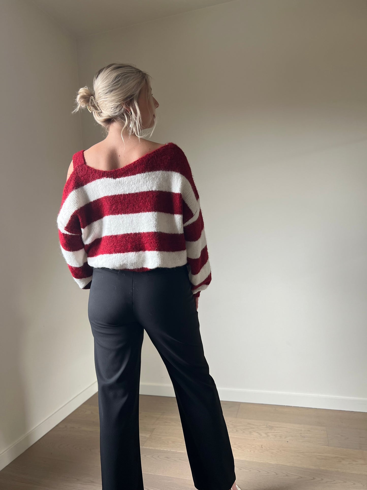 Striped off-shoulder knit