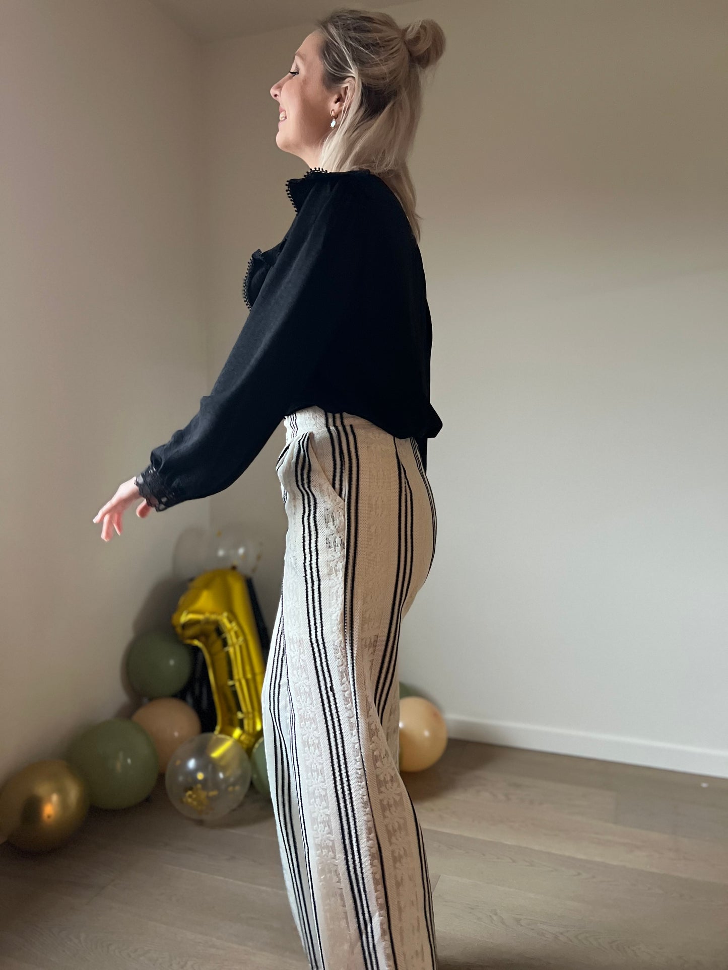 Striped lace pants