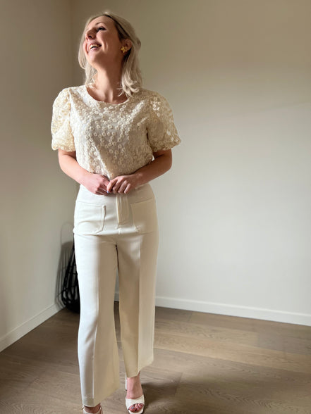 Flower top beige