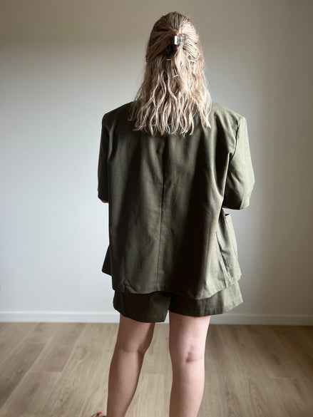 Mandarin linnen set - olive